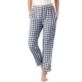 thumbnail image 1 of Pantalones de pijama de cuadros para mujer con cintura elástica y bolsillos, pantalones de lounge largos, cuadros azules, 1 of 5
