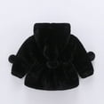 thumbnail image 5 of IROINNID Toddler Girls Solid Color Thicken Plush Cute Keep Warm Winter Hoodie Hairball Thick Coat Cloak, 5 of 6