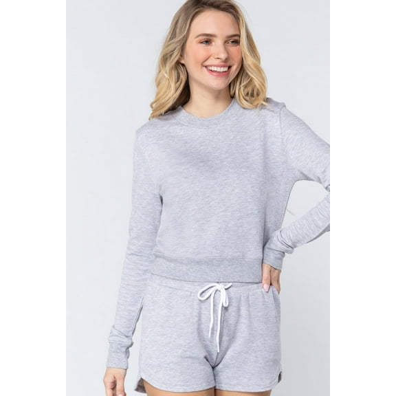 Long Slv Crew Neck Slub Terry Top