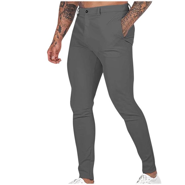 Pantalones de golf Herrnalise para hombre, ajustados, elásticos, para viajes, trabajo, informales, para vestir, senderismo, pantalones cónicos, impermeables, con bolsillos con cremallera, para el día