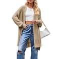 thumbnail image 3 of Women'S Long Cardigan Sweaters Open Front Oversized Duster for Women Khaki L, 3 of 10