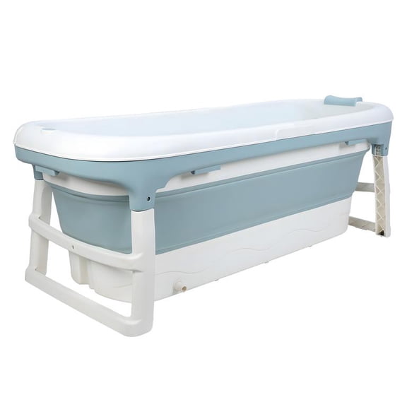 Portable Bathtub,50 Inch Collapsible Bathtub, Freestanding Foldable for Adults, Folding Tub for Shower, Hot Bath, Ice Bath (Blue No handle)