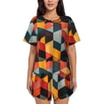 thumbnail image 1 of Fotbe Geometric Cube Pattern Art Conjunto de Pijama Estampado para Mujer, 2 Piezas, Ropa de Dormir con Camiseta de Manga Corta y Shorts Suaves-Medium, 1 of 6