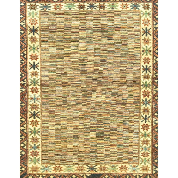 Ahgly Company Machine Washable Indoor Rectangle Abstract Chrome Gold Yellow Area Rugs, 8' x 12'