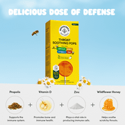 Beekeepers Naturals Kids Green Apple Throat Soothing Lollipops with Propolis and Vitamin D, 10 Count