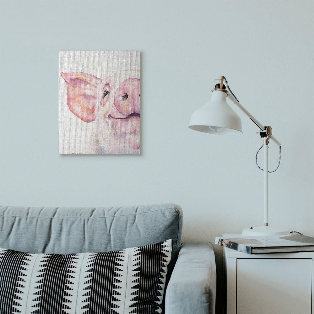 Stupell Industries Pig Head Animal Watercolor Painting Canvas Wall Art by George Dyachenko