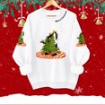 thumbnail image 4 of TTUHYWXI Christmas Sweatshirts for Women Christmas Cat Sweater Xmas Long Sleeve Shirts Holiday Crewneck Pullover Tops (White, S), 4 of 7