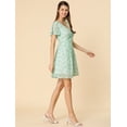 thumbnail image 4 of Vestido de Gasa con cuello En V y Manga con Volantes Florales Allegra K Verde claro S, 4 of 6