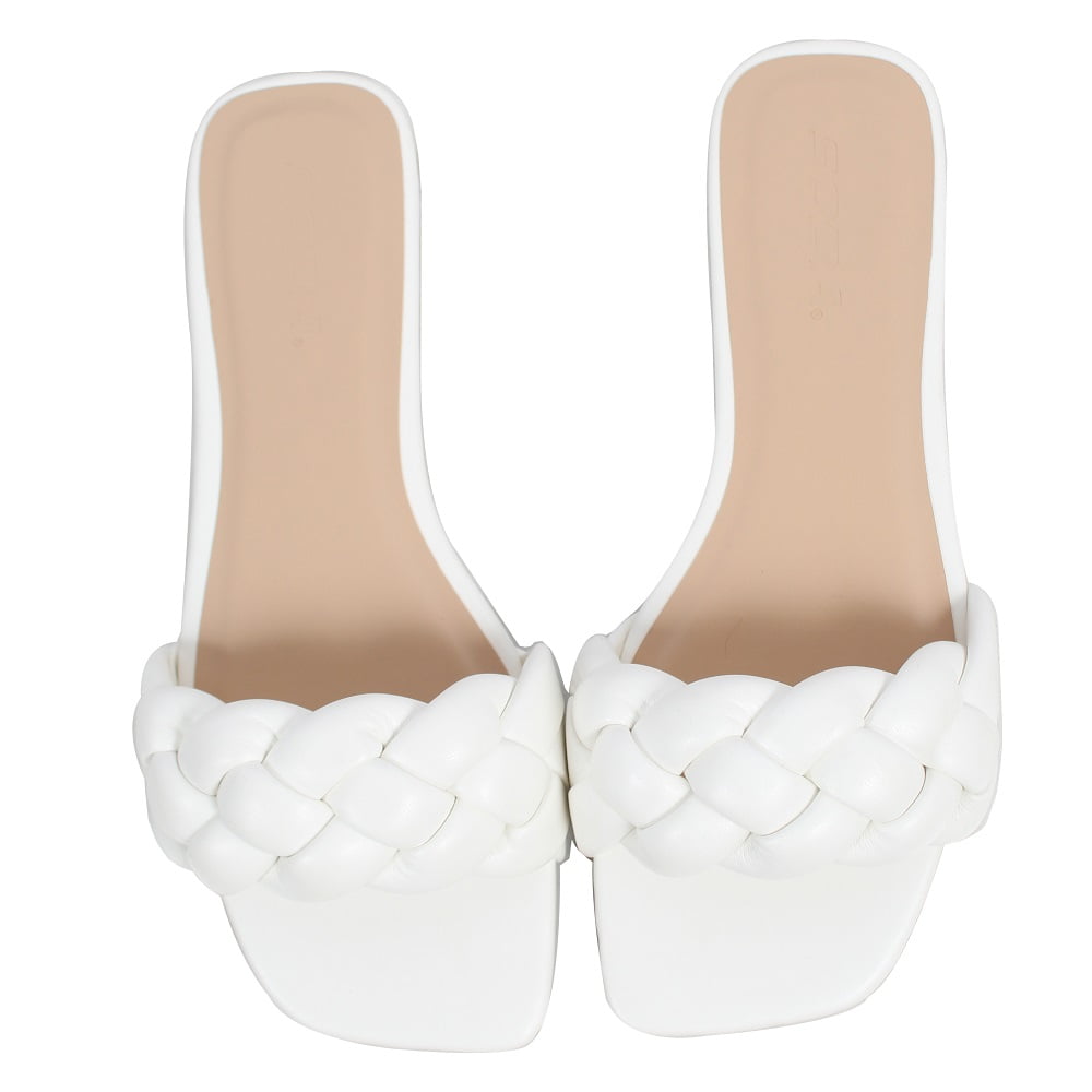 White open toe flats Clearance