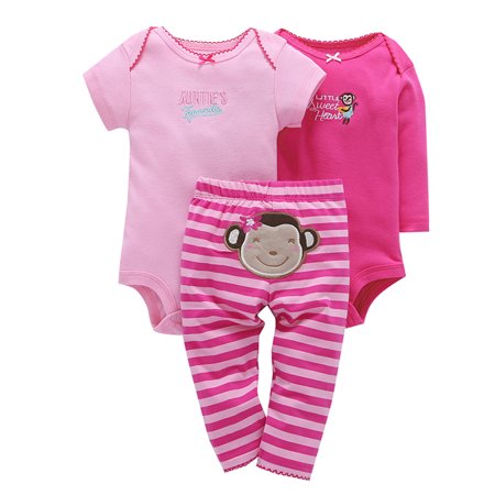 

EHTMSAK Newborn Infant Baby Toddler Girl Boy 3PCS Short Sleeve Bodysuit and Pants Set Outfits Clothing Set Letter Print Long Sleeve Hot Pink 0-2Y 24M