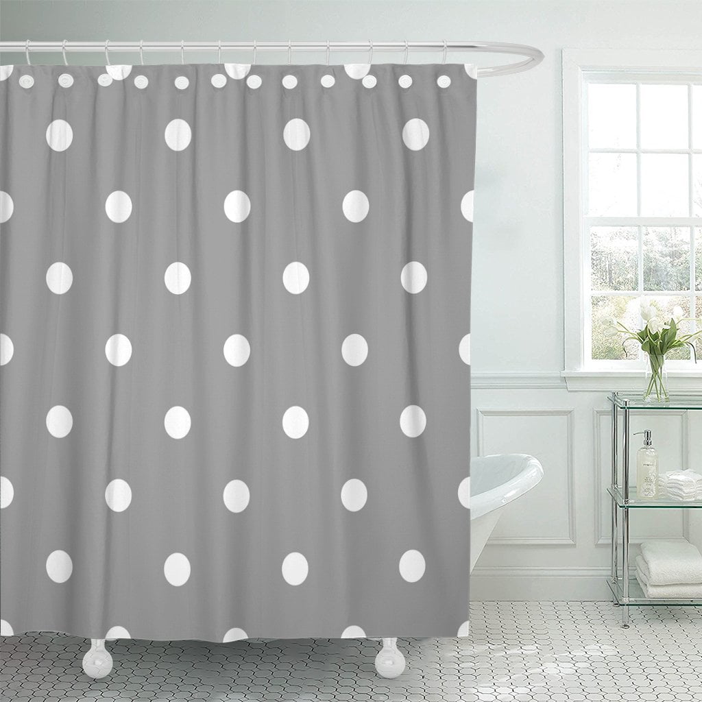 PKNMT Abstract Polka Dot Pattern Retro White Rounds on Gray Polyester