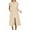 Khaki, variant on qolati Summer Dresses for Women Elegant V Neck Zip Up Cap Sleeve Smocked Elastic Waist Split Midi Dress Cocktail Party Casual Dresses with Pockets