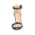 thumbnail image 6 of BLISSFUL STEP Women's Shoes Flower Print Open Toe Block High Heels Summer Sandals Black Flower 9, 6 of 7