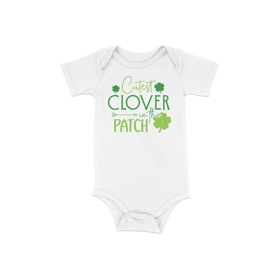 St. Patrick's Day Baby Onesie, Cutest Clover in the Patch Graphic, Green Clover, Newborn to Toddler Sizes Available