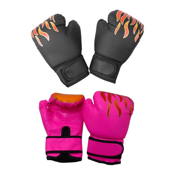 2 pares de guantes de boxeo para niños, entrenamiento, guantes de boxeo, guantes de boxeo, rosa y negro