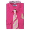 thumbnail image 2 of Berlioni Kids Boys Slim Fit Long Sleeve Dress Shirt With Tie & Hanky Fuchsia, 2 of 2