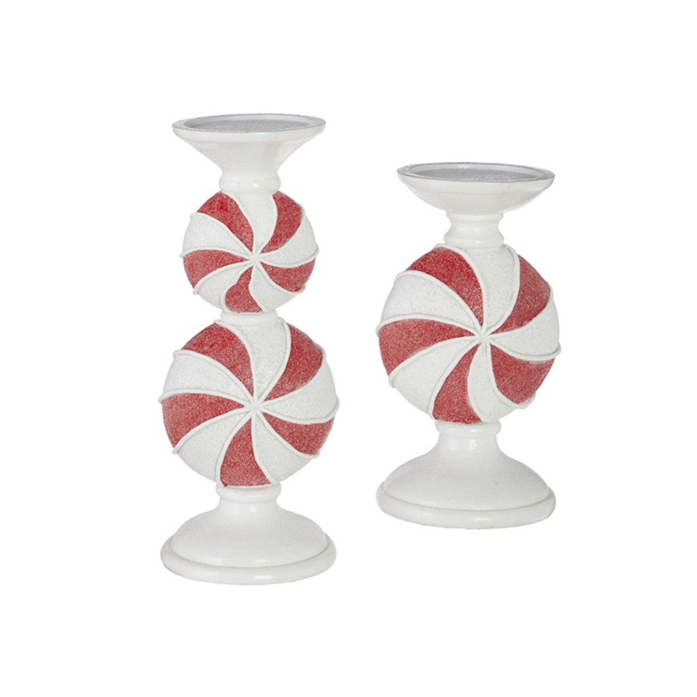 Raz Imports 2021 Peppermint Parlor 11.25inch Peppermint Candle Holder