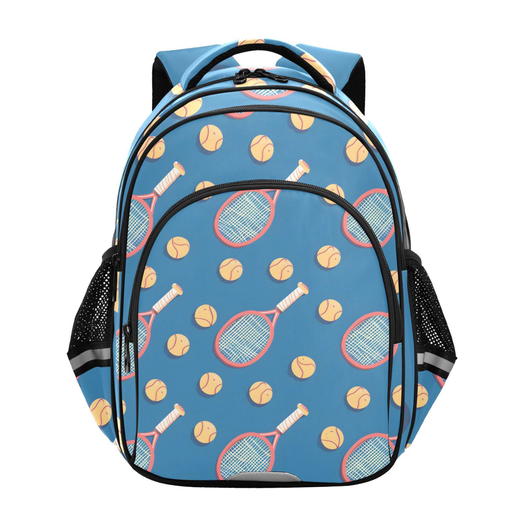 ALAZA Tennis Racket Balls on Blue School Backpack Elementary Bag Bookbag Travel Rucksack