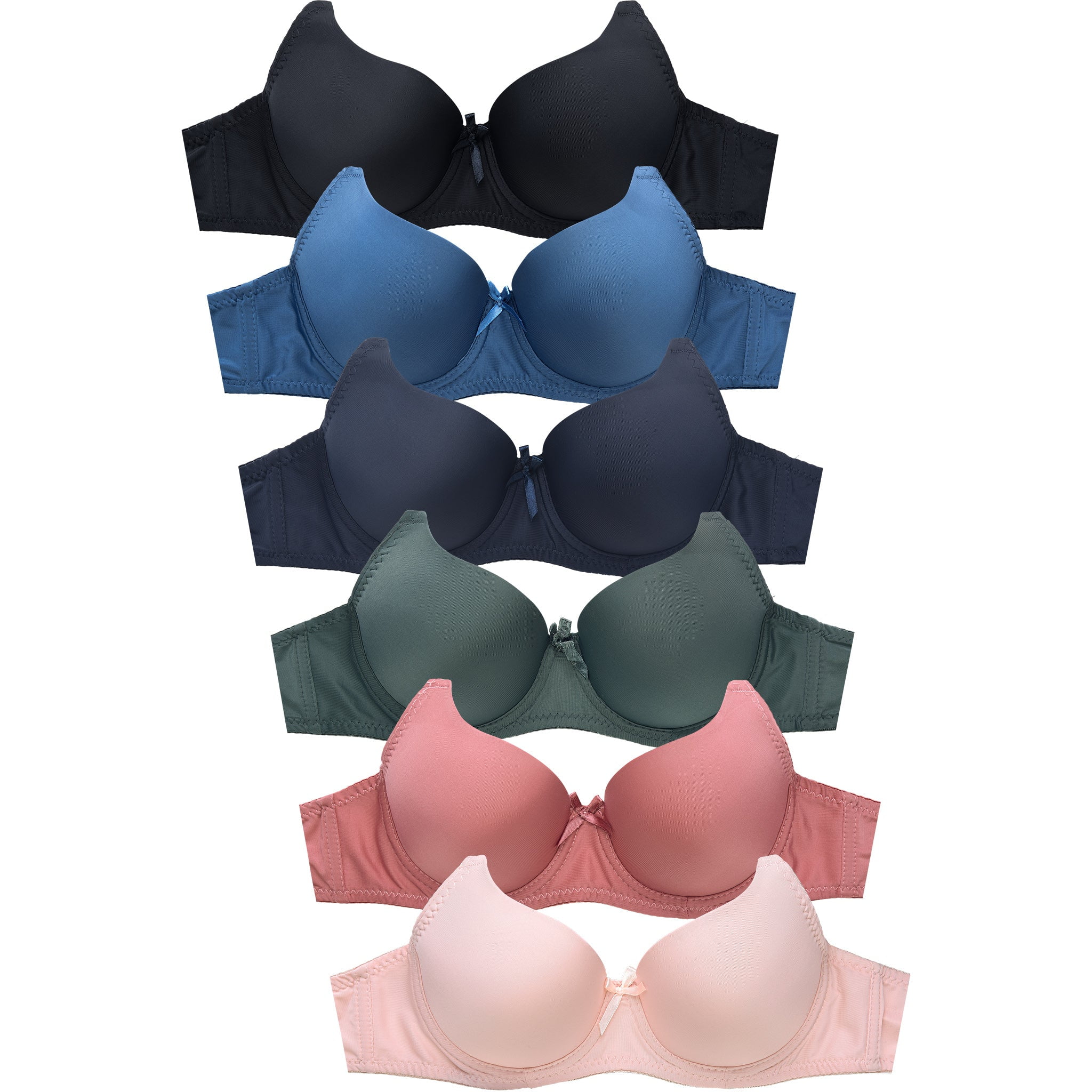 Mamia & Sofra IN-BR4311PLD-38D D Cup Full Coverage Bra - Size 38 - Pack of  6 