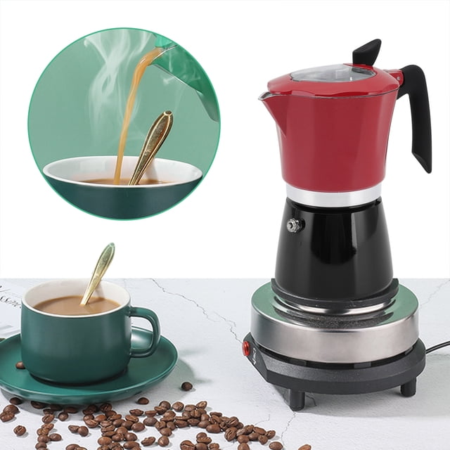 Aluminum Stovetop Coffee Maker Portable Pot with Transparent Lid Travel