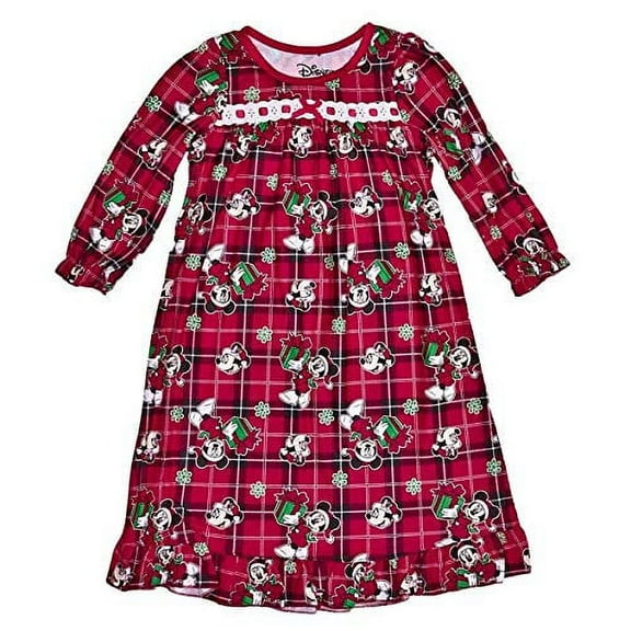 Disney Girl's Minnie Mouse Red Flannel Holiday Flannel Granny Nightgown (Size 4T)