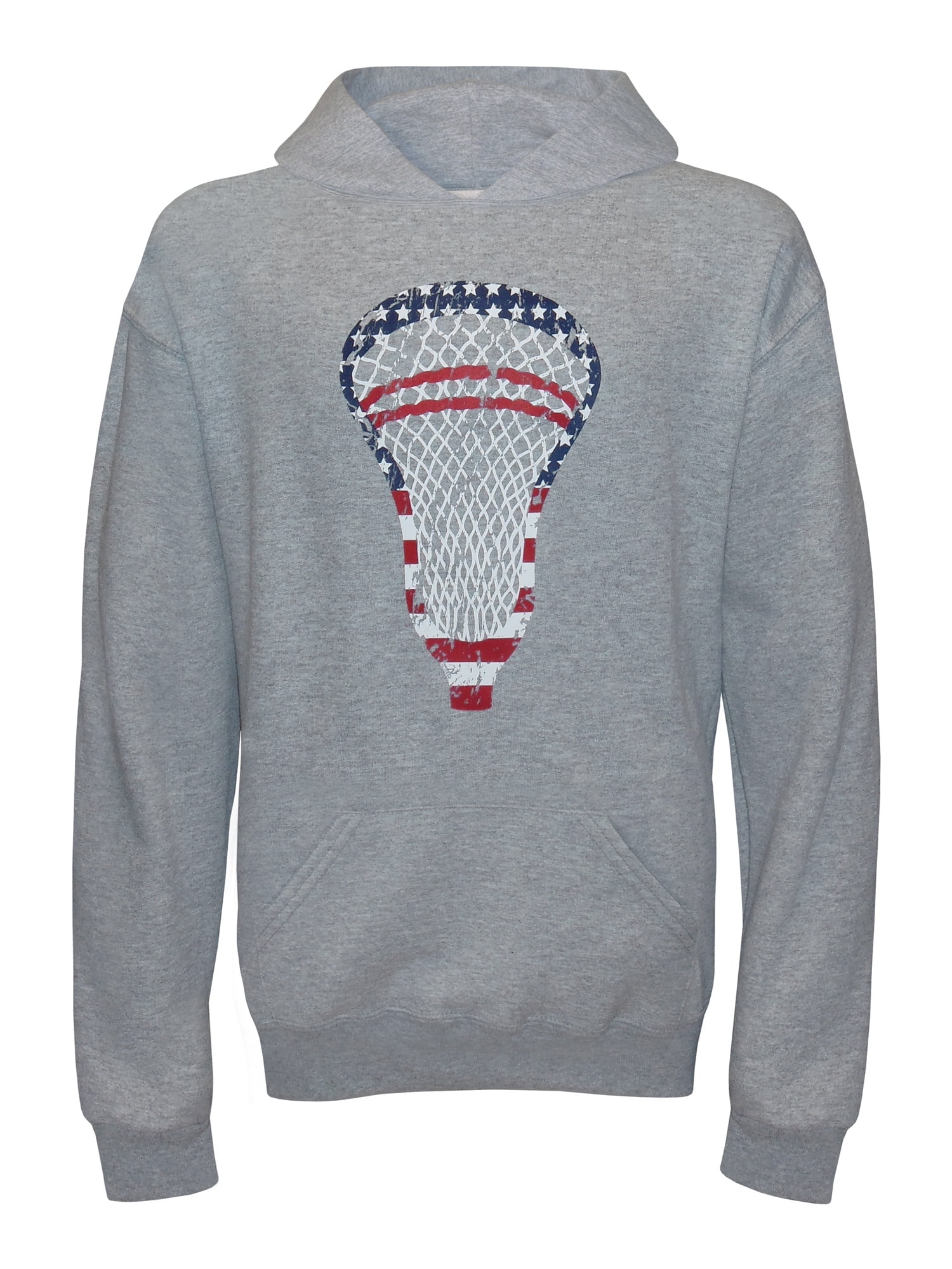 Y3K Sports Boy's Youth American Flag Lacrosse Head Hoodie SweatshirtUSA Large