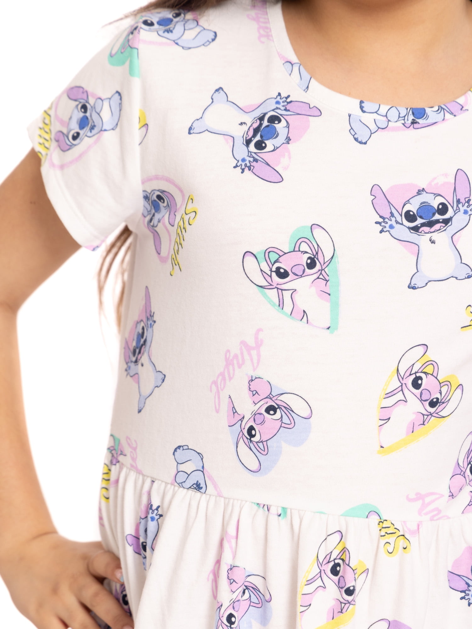Stitch Girls Allover Print Dress with Short Sleeves, Sizes 4-12
