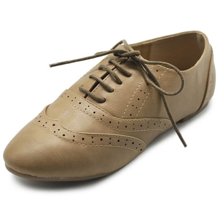 

Ollio Women s Shoes Classic Lace Up Dress Low Flat Heels Oxfords M1914