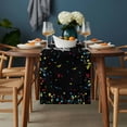 thumbnail image 2 of Black Birthday Table Runner - 108 Inch Long, Kitchen Dining Table Runner Dresser Scarves, Colorful Confetti Ribbons Polka Dots Classroom Farmhouse Decor for Coffee Tables Wedding Party Banquet, 2 of 8