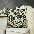 thumbnail image 2 of Christmas Decor Merry Christmas with Leaves Garlands  Linen Pillow Covers , Throw Pillow Case Cushion Cover for Sofa, 2 of 5