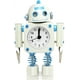 thumbnail image 1 of Reloj despertador robot de metal inoxidable sin tictac con luces intermitentes y clip para la mano (blanco), 1 of 5