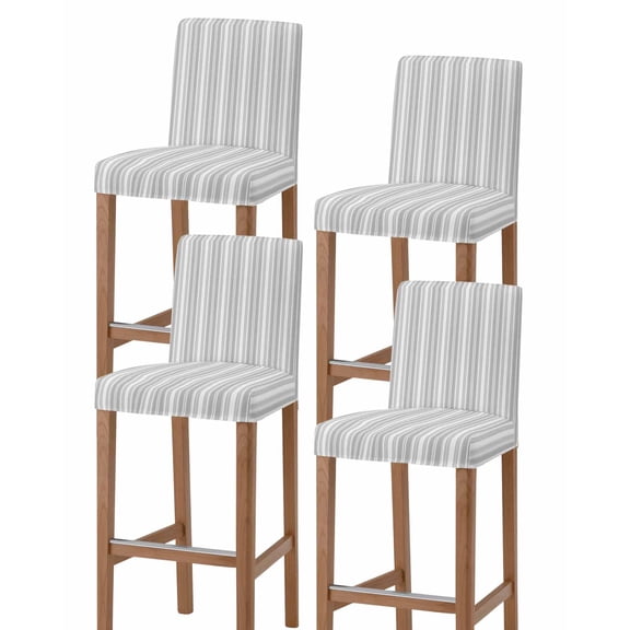 Gray Stripes Bar Stool Covers Set of 4, Vintage Minimalist Lines Texture Stretch Washable Bar Chair Covers with Backs, Removable Pub Counter Height Chair Cover for Kitchen Dining Room Cafe