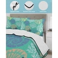 thumbnail image 4 of Aqua Gray Shell Coral Twin Size Down Alternative Comforter,Lightweight Comforter Quilt Bedding Set with Pillow Shams Coastal Summer Beach Nautical Ocean All Seasons Bed Comforter Duvet Insert 68"x86", 4 of 7