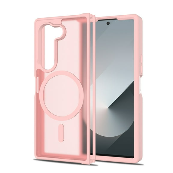 ELEHOLD Case for Samsung Galaxy Z Fold 6, Shockproof Magnetic Skin-Feel Case,Compatible with Wireless Charging,Pink