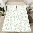 thumbnail image 2 of Manfei Safari Animal Dinosaur Queen Sheet Sets,Cartoon Dino Flat Sheet,Green White Queen Fitted Sheet For Teens,Luxury Bedroom Decor,4pcs, 2 of 7