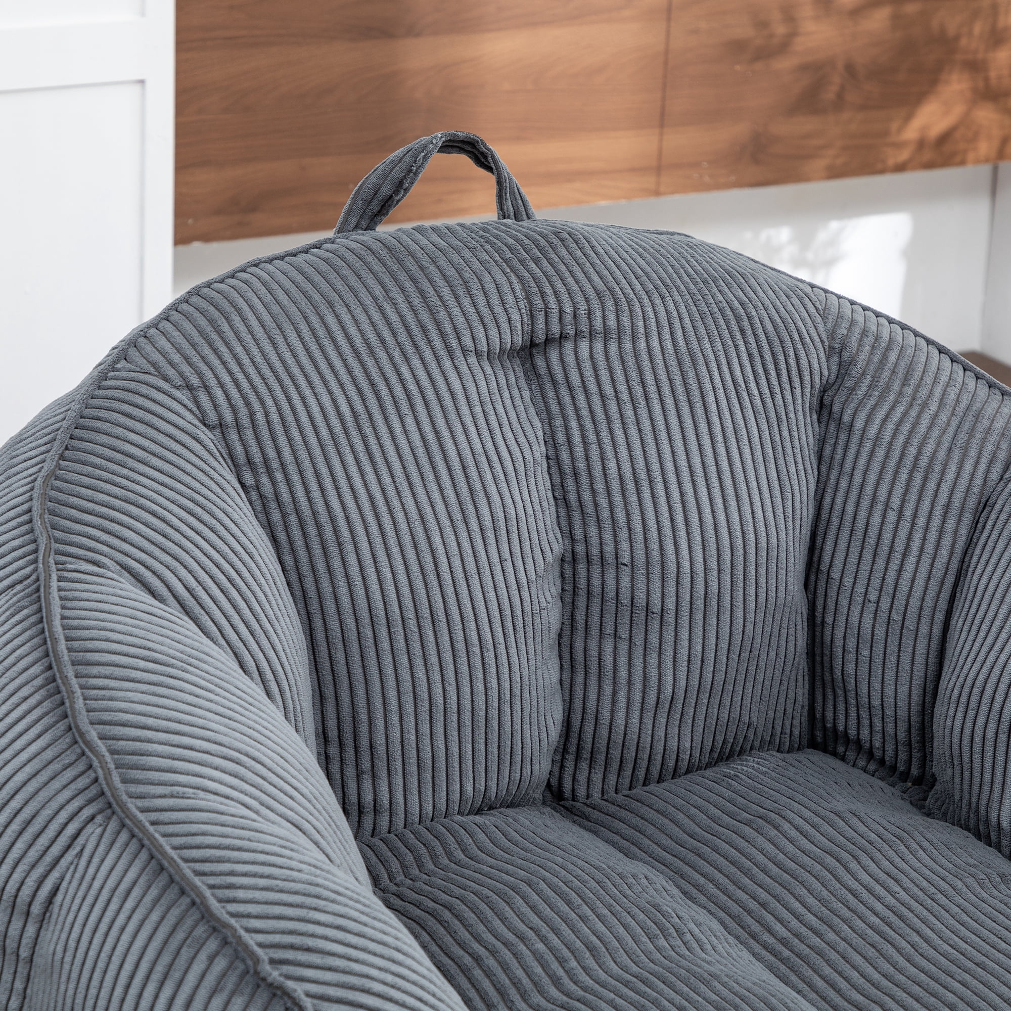 Jopath Giant Bean Bag Chair Sofa for Adults Teens,Comfy Corduroy Large Bean Bag Chairs with Fillings,High Elasticity Lazy Sofa for Bedroom Living Room,Dark Gray