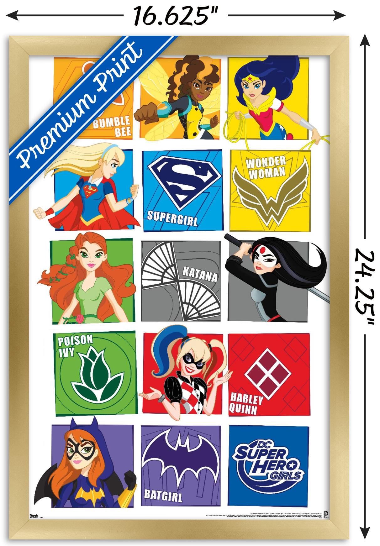 DC Comics TV - DC Superhero Girls - Grid Wall Poster, 14.725" x 22.375", Framed