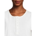 thumbnail image 3 of Time and Tru Women's Henley Tank Top with Fashion Raw Edge Detail, 3 of 5