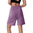 thumbnail image 4 of ShomPort Pants for Women Knee Length Summer Drawstring Elastic High Waist Sweat Shorts Casual Sports Long Shorts with Pockets, 4 of 7