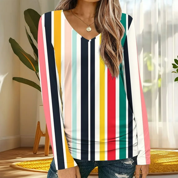 Women's Tops Plus Size 3X Long Sleeve Casual Non Positioning Printed-neck Long Sleeved T-shirt Loose Fashionable Top