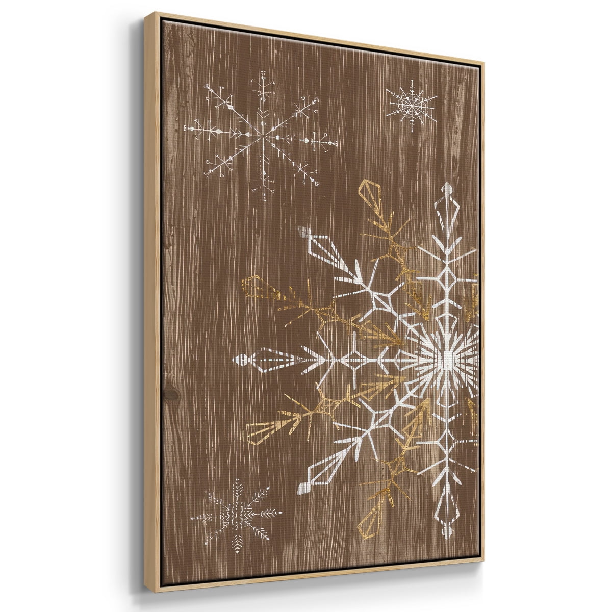 Barnwood Wonderland Collection B - Framed Gallery Wrapped Holiday Canvas - 17 x 25 - Natural Wood Frame
