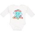 thumbnail image 3 of Inktastic Cute Baby Elephant with Flowers Boys or Girls Long Sleeve Baby Bodysuit, 3 of 5