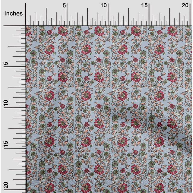 oneOone Viscose Jersey Fabric Leaves & Floral Block Decor Fabric Printed BTY 60 Inch Wide