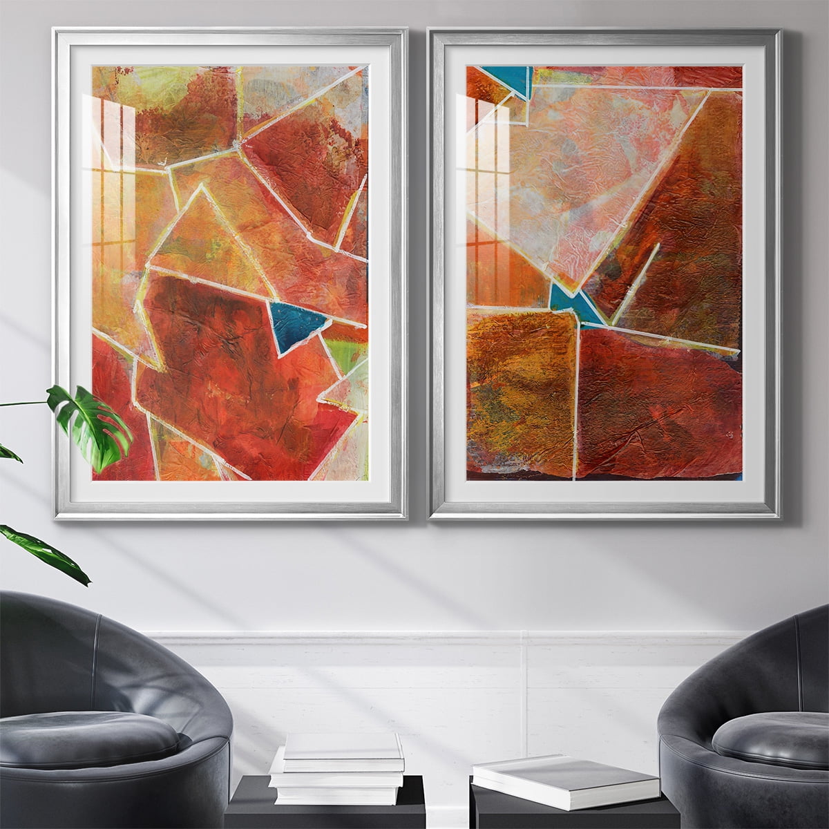 Wexford Home Primary Connection VII Premium Framed Print, 30.5" x 42.5" - Ready to Hang, Silver (Set of 2)