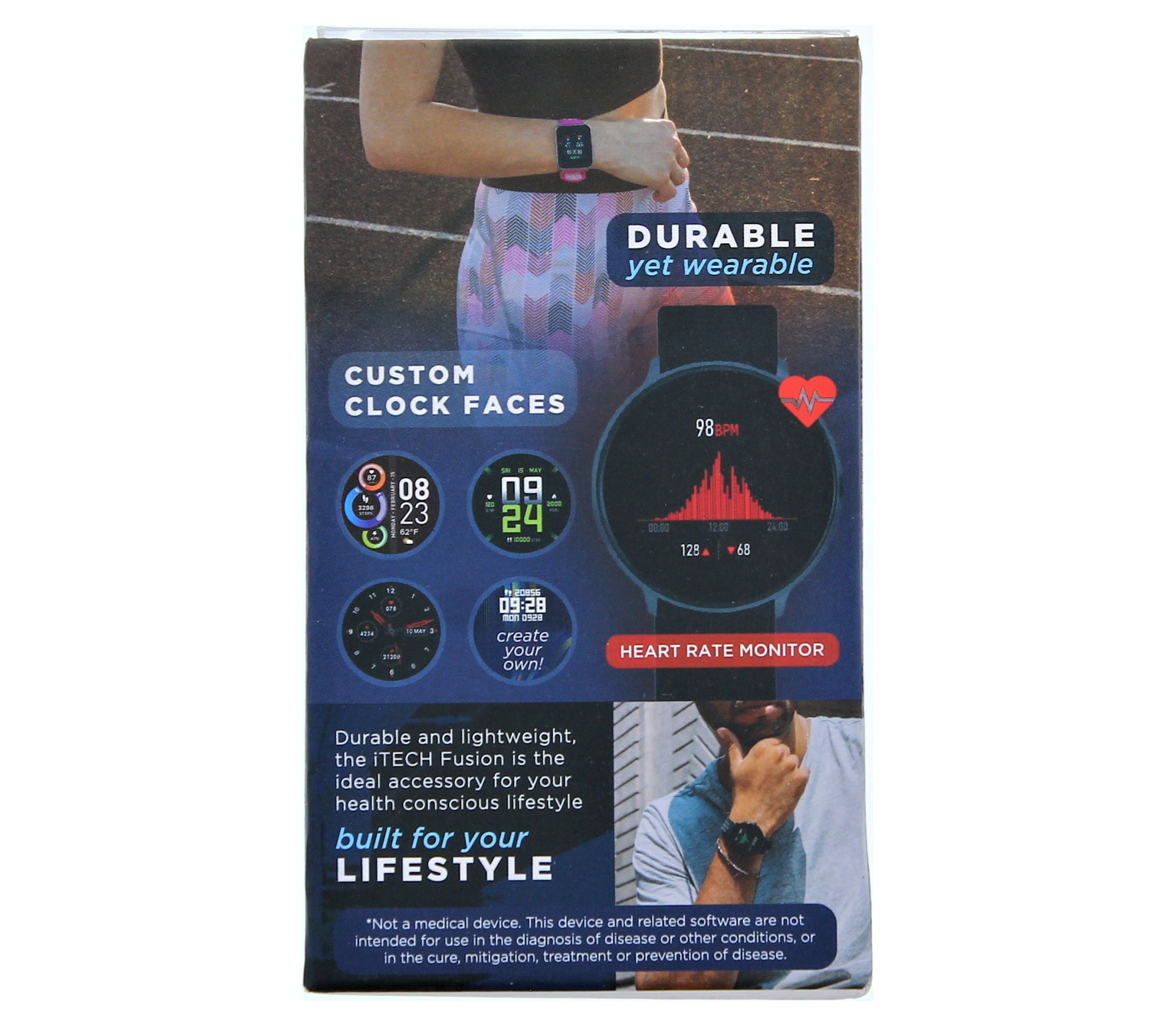 Itech Fusion 2R Unisex Adult Smartwatch w/ Multi-Sport, Teal Black