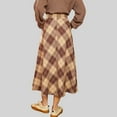 thumbnail image 4 of Women's Plaid A-Line Midi Skirt with High Waist - X Large, Tan, 4 of 5
