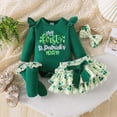 thumbnail image 2 of mgoYE Baby Girl Clothes 3 Months My First St Patricks Day Baby Girl Outfit Clover Romper Plaid Shorts Skirt Newborn Girls Shamrock Clothes 4PCS Set(Green,0-3 Months), 2 of 9