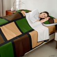 thumbnail image 4 of Castle Fairy Minimalist Block Grid King Sheets 4pcs,Mid Century Square Motif Bedding,Olive Taupe Black,1 Flat Sheet, 1 Fitted Sheet and 2 Pillowcases, 4 of 7