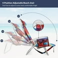 thumbnail image 5 of BELLEZE Backpack Beach Chairs for Adults 2 Pack & Aluminum Table Set, Folding Reclining Chairs Support 330LBS with Cool Bag Cup Holder, Portable Lawn Chairs for Sand Camping, Travel, Tropical Stripe, 5 of 7