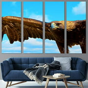 Color-Banner 4 Pieces Modern Canvas Wall Art Birds of Prey for Living Room Home Decorations - 12"x32"x4 Panels